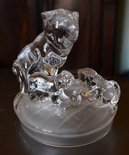 Gatto con gattini cristallo - con,
